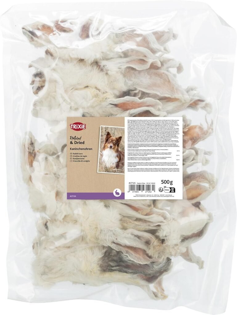 TRIXIE Kaninchenohren mit Fell – Natürlicher Premium Hundesnack, Getrocknete Kausnacks für Hunde, Ideal zum Kauen & zur Zahnpflege, 500 g (27126) 6 712bDRRBjGL. AC SL1500 1 Hundeweltte Die besten Hundeprodukte & Haustierangebote