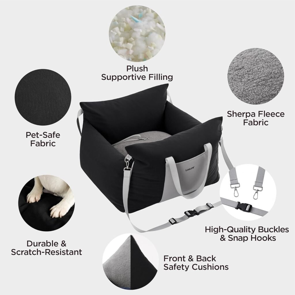 Ultimativer Lesure Hundesitz für Auto – kleine Hunde, wasserdicht, waschbar, mit Aufbewahrungstaschen, Sicherheitsleine & Memory-Schaum, 58x56x33 cm, schwarz 3 81J 961VVJL. AC SL1500 1 Hundeweltte Die besten Hundeprodukte & Haustierangebote