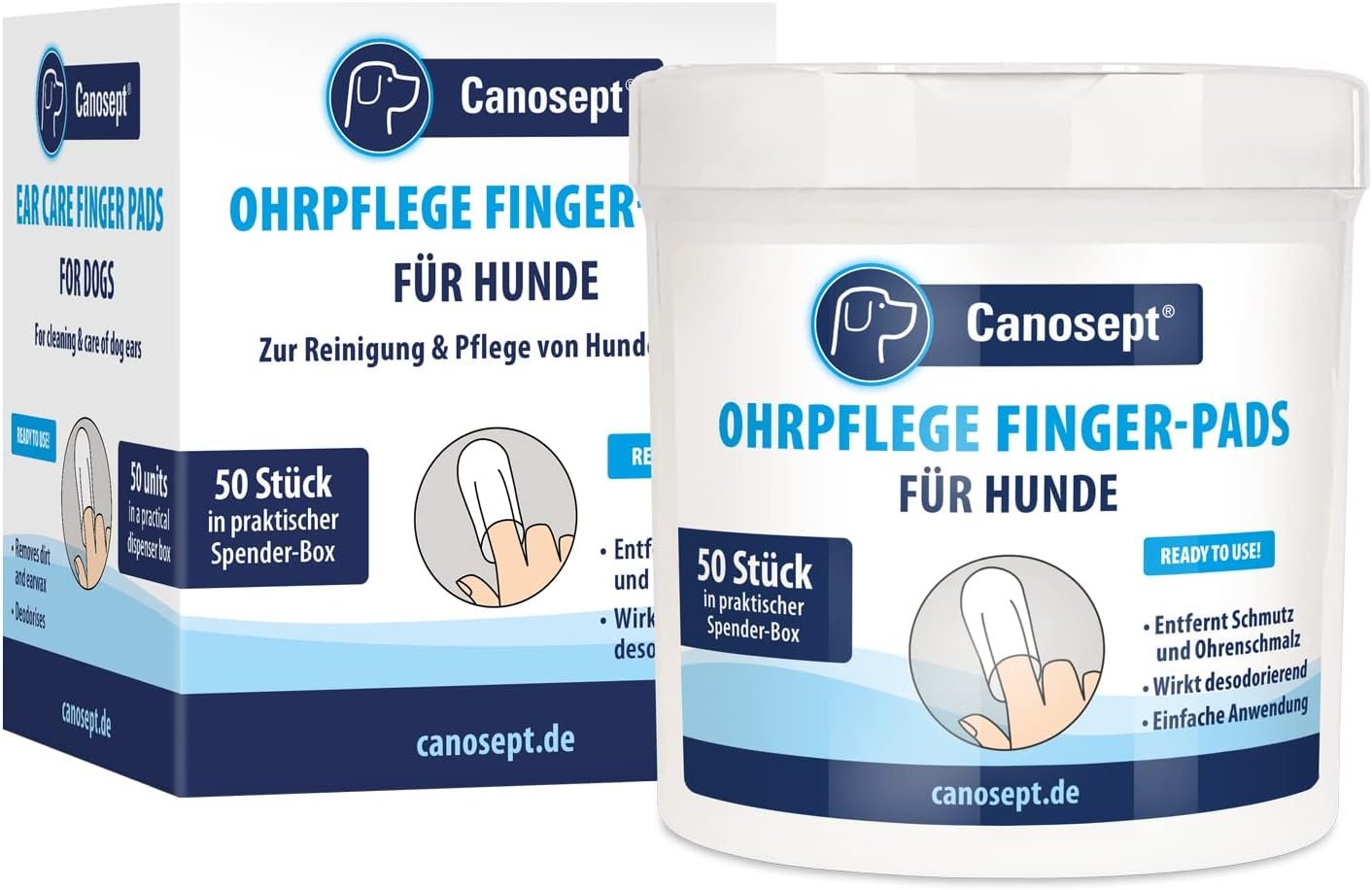 Canosept Ohrpflege Finger-Pads – Premium Hygiene für Hundeohren | Sicherer Schutz vor Entzündungen (50 Stück)Power Words: Premium, Sicherer, Schutz