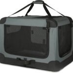 Amazon Basics faltbarer Reisezwinger für Hunde & Katzen – tragbar, 4 Türen, Grau (S 66×46×46 cm)