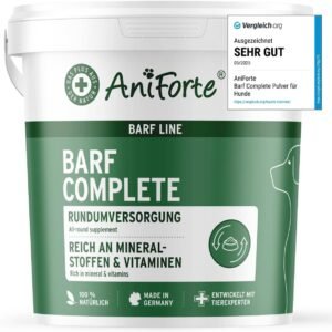 AniForte Premium Barf Complete Pulver für Hunde 1 kg – Natürliche Rundumversorgung, Reich an Mineralstoffen & Vitaminen, Ausgewogener Barf Zusatz