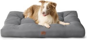 BEDSURE Premium Hundekissen für große Hunde waschbar – 111x89cm orthopädische Hundematratze XXL, extra komfortabel & robust, Outdoor gepolstertes Hundebett, grau, 10 cm Höhe