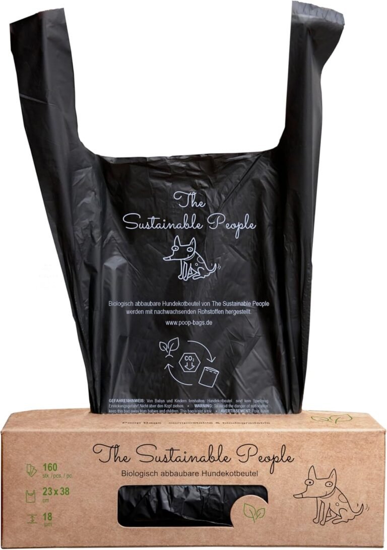 TSP Premium Bioabbaubare Hundekotbeutel mit Henkeln – OK compost HOME zertifiziert, 100% heimkompostierbar, Extra Dicke (18µm), Großrolle (160 Stück)