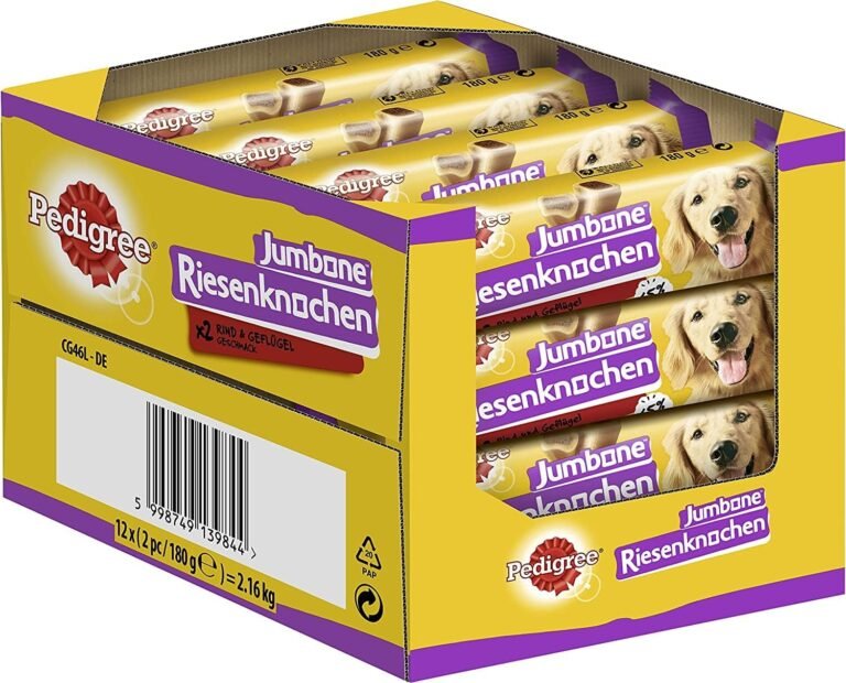 Pedigree Premium Jumbone Riesenknochen Mittelgroß – Rind & Geflügel Geschmack, 12 x 2 Stück Hundesnack