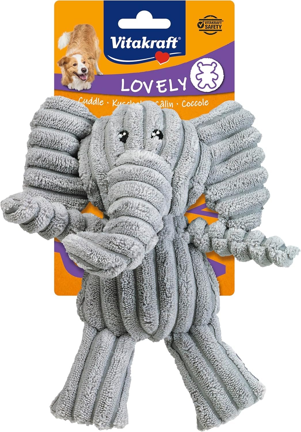 Vitakraft Safari Elefant Hundespielzeug – Premium Kuscheltier mit Quietscher
