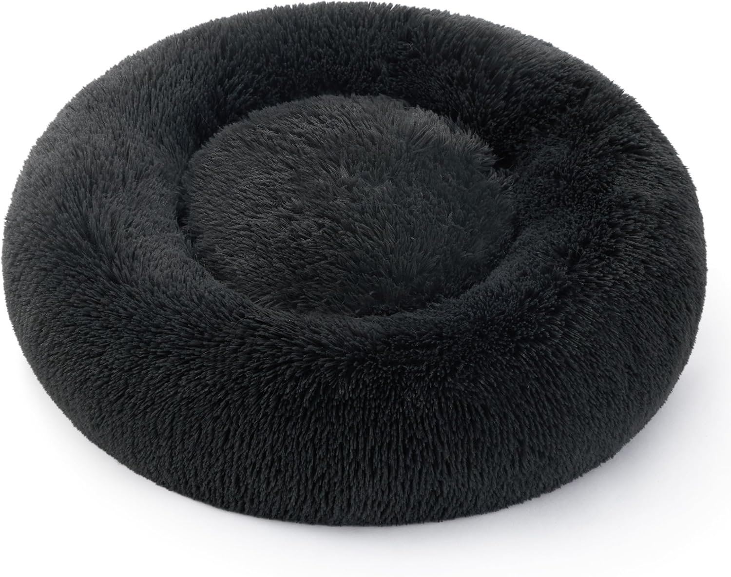 edsure Premium Hundebett & Katzenbett – extra flauschig, waschbar, Donut-förmiges Kuschelbett Ø 50 cm für Katzen und kleine bis mittelgroße Hunde, luxuriöses Plüsch-Katzenkissen, dunkelgrau